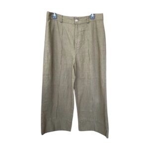 JOIE Linen Blend Wide Leg Culotte Pants in Olive Green Sz L NWT